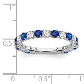 14k White Gold Created Sapphire and Diamond Band